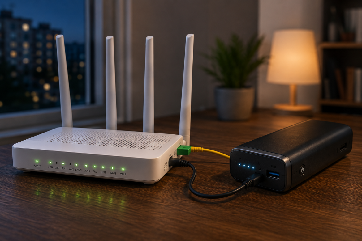 Wi-Fi роутер живиться від павербанка для резервного інтернету